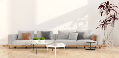 büyük lüks modern parlak iç Oda illüstrasyon 3d render
