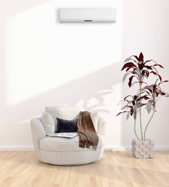 büyük lüks modern parlak iç mekanları ile Klima illus