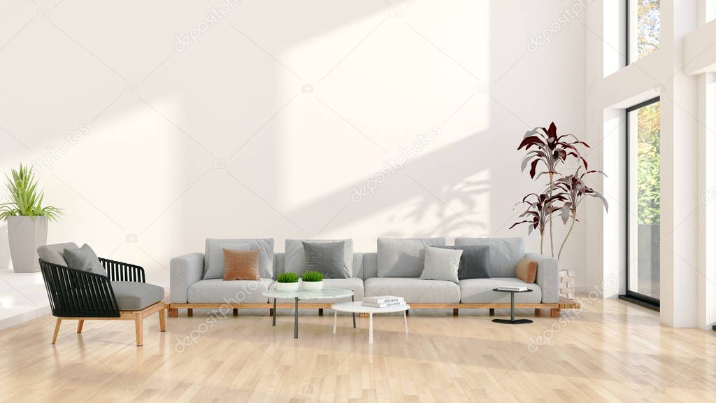 large luxury modern bright interiors room illustration 3D render