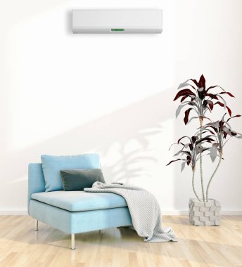 büyük lüks modern parlak iç mekanları ile Klima illus