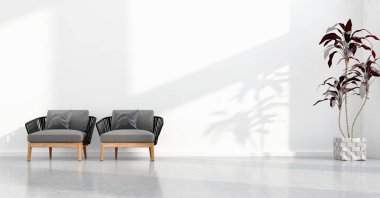 büyük lüks modern parlak iç Oda illüstrasyon 3d render