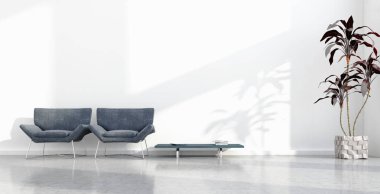 büyük lüks modern parlak iç Oda illüstrasyon 3d render