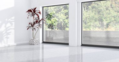 büyük lüks modern parlak iç Oda illüstrasyon 3d render