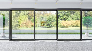 büyük lüks modern parlak iç Oda illüstrasyon 3d render