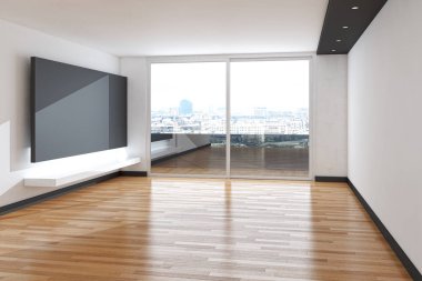 büyük lüks modern parlak iç Oda illüstrasyon 3d render