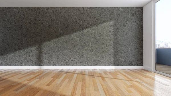 Большой роскошный современный светлый интерьер пустой комнаты иллюстрация 3D — стоковое фото