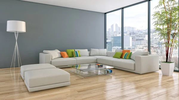 büyük lüks modern parlak iç Oda illüstrasyon 3d render