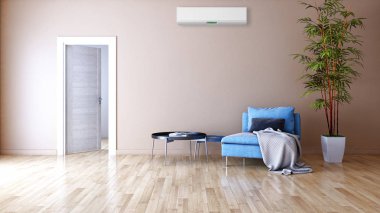 büyük lüks modern parlak iç mekanları ile Klima illus