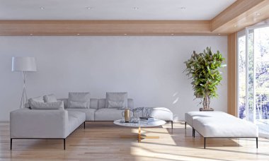 büyük lüks modern parlak iç Oda illüstrasyon 3d render