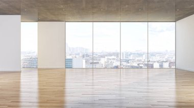 büyük lüks modern parlak iç Oda illüstrasyon 3d render