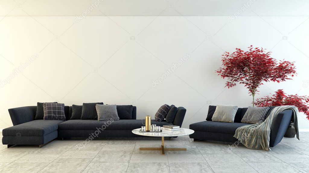 large luxury modern bright interiors room illustration 3D render