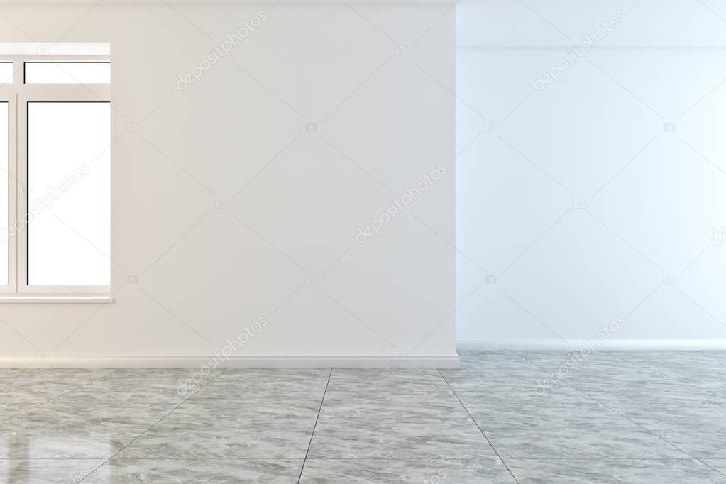 large luxury modern bright interiors empty room illustration 3D 