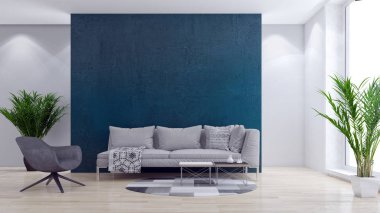 büyük lüks modern parlak iç Oda illüstrasyon 3d render