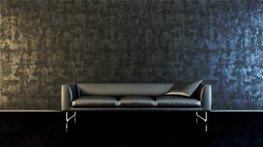 büyük lüks modern parlak iç Oda illüstrasyon 3d render