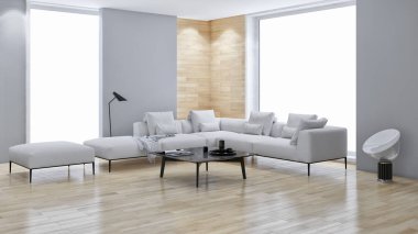 büyük lüks modern parlak iç Oda illüstrasyon 3d render