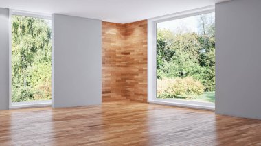 büyük lüks modern parlak iç Oda illüstrasyon 3d render