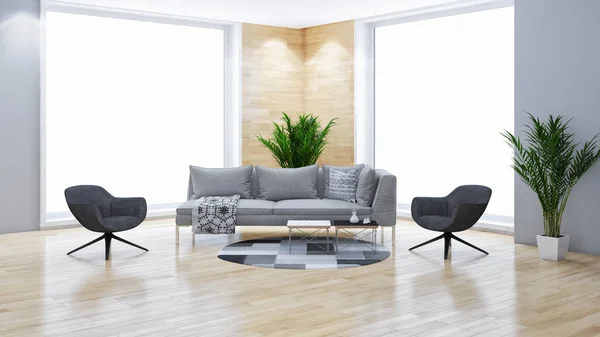 Stor luksus moderne lyse interiør værelse illustration 3D gengive - Stock-foto