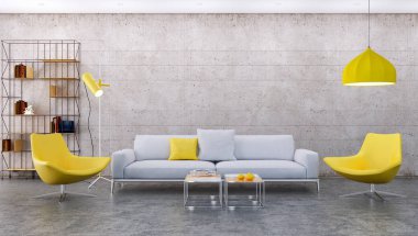 büyük lüks modern parlak iç Oda illüstrasyon 3d render