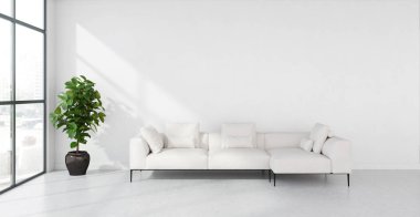 büyük lüks modern parlak iç Oda illüstrasyon 3d render