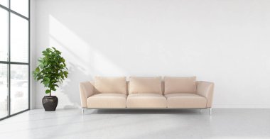 büyük lüks modern parlak iç Oda illüstrasyon 3d render