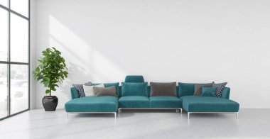 büyük lüks modern parlak iç Oda illüstrasyon 3d render