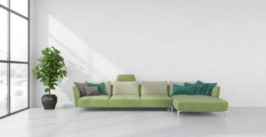 büyük lüks modern parlak iç Oda illüstrasyon 3d render