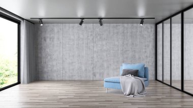 büyük lüks modern parlak iç Oda illüstrasyon 3d render