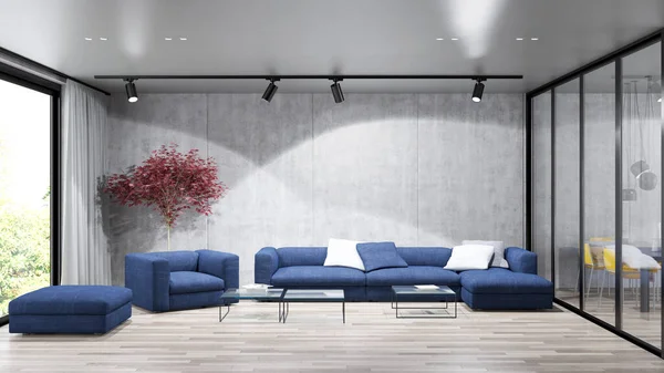 Büyük lüks modern parlak iç Oda illüstrasyon 3d render — Stok fotoğraf