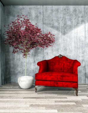 büyük lüks modern parlak iç oturma odası illüstrasyon 3d