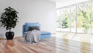 büyük lüks modern parlak iç oturma odası illüstrasyon 3d