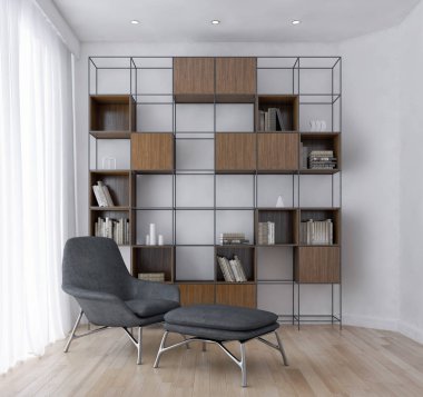 büyük lüks modern parlak iç Oda illüstrasyon 3d render