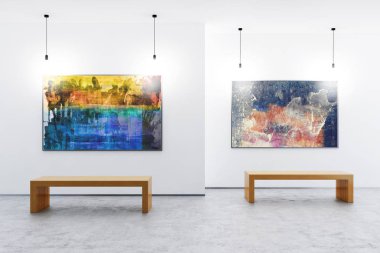 büyük lüks modern parlak iç Oda illüstrasyon 3d render