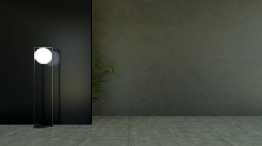 Büyük lüks, modern, parlak iç mekanlar. Oturma odası tasviri. 3D görüntüleme.