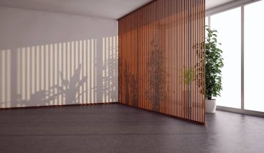 Büyük lüks, modern, parlak iç mekanlar. Oturma odası tasviri. 3D görüntüleme.