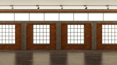 Büyük lüks, modern, parlak iç mekanlar. Oturma odası tasviri. 3D görüntüleme.