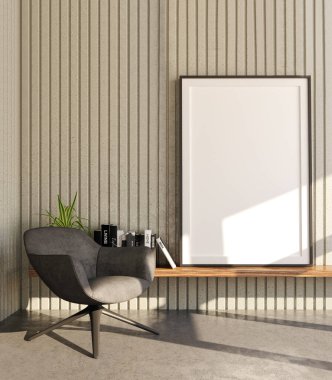 Büyük lüks, modern, parlak iç mekanlar. Oturma odası tasviri. 3D görüntüleme.