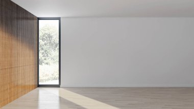 Büyük lüks, modern, parlak iç mekanlar. Oturma odası tasviri. 3D görüntüleme.