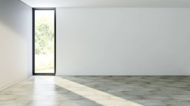 Büyük lüks, modern, parlak iç mekanlar. Oturma odası tasviri. 3D görüntüleme.