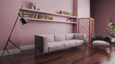 3d video rendering footage contemporary interior design of the living room. Stylish interior of the living room