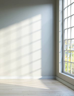 Büyük lüks, modern, parlak iç mekanlar. Oturma odası tasviri. 3D görüntüleme.