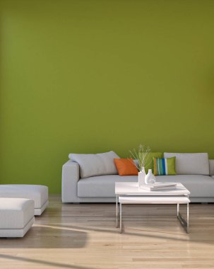 3D tasviri, büyük lüks, modern, parlak iç mekânlar sunuyor. Oturma odasındaki model bilgisayarlar dijital olarak oluşturuluyor.