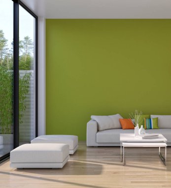 3D tasviri, büyük lüks, modern, parlak iç mekânlar sunuyor. Oturma odasındaki model bilgisayarlar dijital olarak oluşturuluyor.