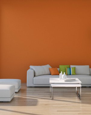 3D tasviri, büyük lüks, modern, parlak iç mekânlar sunuyor. Oturma odasındaki model bilgisayarlar dijital olarak oluşturuluyor.