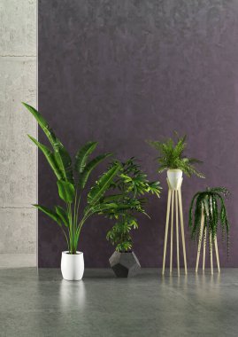 Büyük lüks, modern, parlak iç mekanlar. Oturma odası tasviri. 3D görüntüleme.