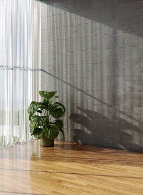 Büyük lüks, modern, parlak iç mekan. Oturma odası tasviri 3D canlandırma.