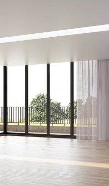 3D tasviri, büyük lüks, modern, parlak iç mekânlar sunuyor. Oturma odasındaki model bilgisayarlar dijital olarak oluşturuluyor.