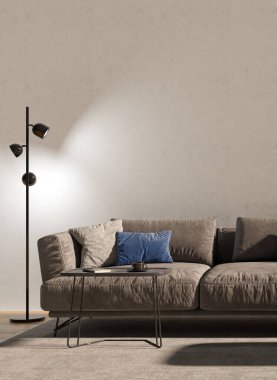 3D tasviri, büyük lüks, modern, parlak iç mekânlar sunuyor. Oturma odasındaki model bilgisayarlar dijital olarak oluşturuluyor.