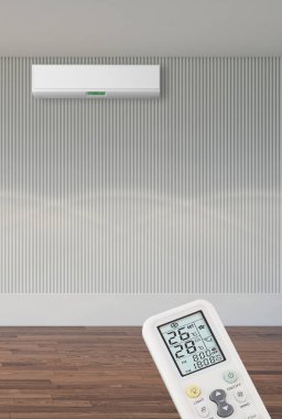 Büyük lüks, modern, aydınlık bir oturma odası. Klima modelleme çizimi 3D.