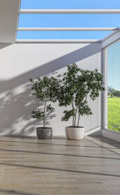 3D tasviri, büyük lüks, modern, parlak iç mekânlar sunuyor. Oturma odasındaki model bilgisayarlar dijital olarak oluşturuluyor.