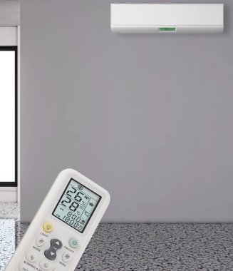 Büyük lüks, modern, aydınlık bir oturma odası. Klima modelleme çizimi 3D.